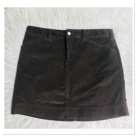 Mountain Hardware Corduroy Zip Fly Button Waist Mini Skirt Brown Size 8 - Picture 1 of 8
